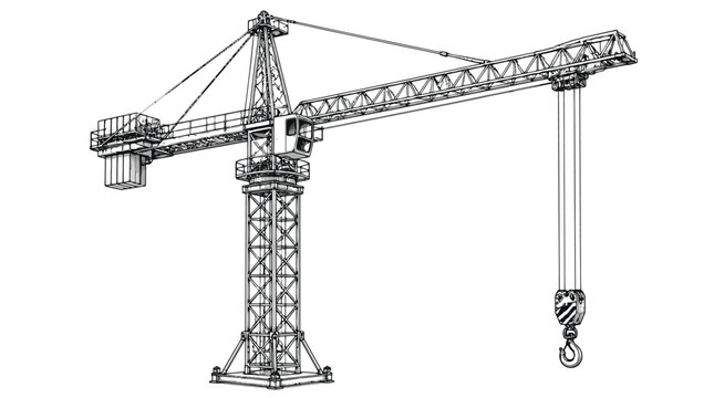 Tower crane with jib and hook lifting mechanism