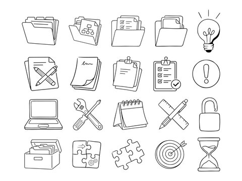 Office Workflow and Business Management Illustration Set