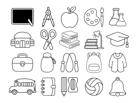 School Education Objects Collection Illustration