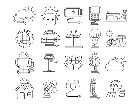 Renewable Energy and Sustainability Elements Collection Illustration