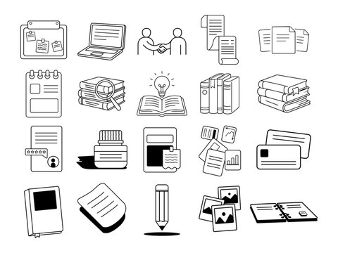 Office Documents and Stationery Collection Illustration