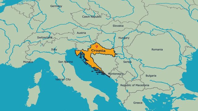 Croatia Map Animation Locator Zoom 4K Motion Graphic

