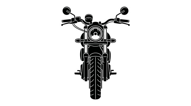 Minimalist Front View Silhouette of a Classic Heavyweight Cruiser Motorcycle Illustration