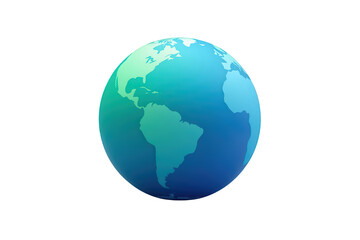Fototapeta premium Planet earth globe showing continents and oceans, blue and green world map, isolated transparent background