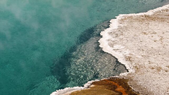 Black Pool Hydrothermal Spring Closeup In Yellowstone National Park Wyoming