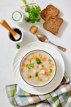 Scottish Highland Salmon Soup with Root Vegetables
