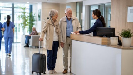 Naklejka premium Senior Hospital Reception and Admission