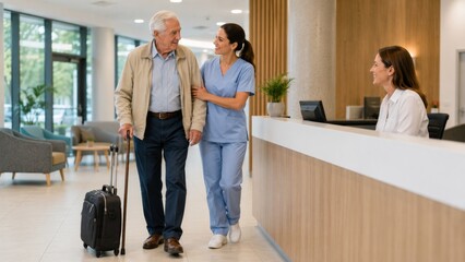 Naklejka premium Senior Hospital Reception and Admission