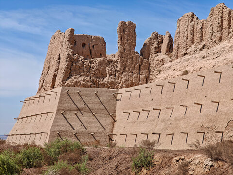 View at Kyzyl-Kala frotress on the desert near Urgench in Uzbekistan