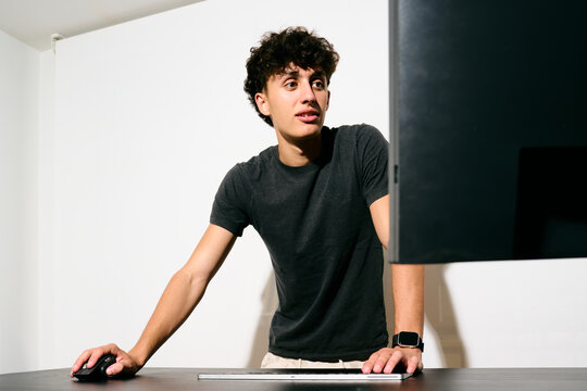 Young man using computer