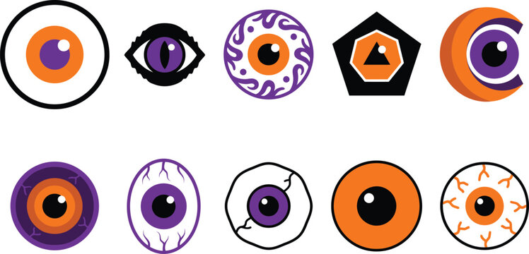 Spooky halloween eyes collection vector graphics for creepy designs