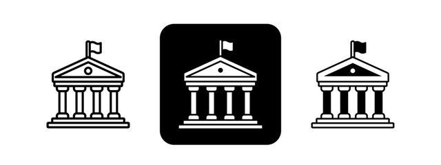 Institution  Solid color and black line drawing vector illustration set © Jefri