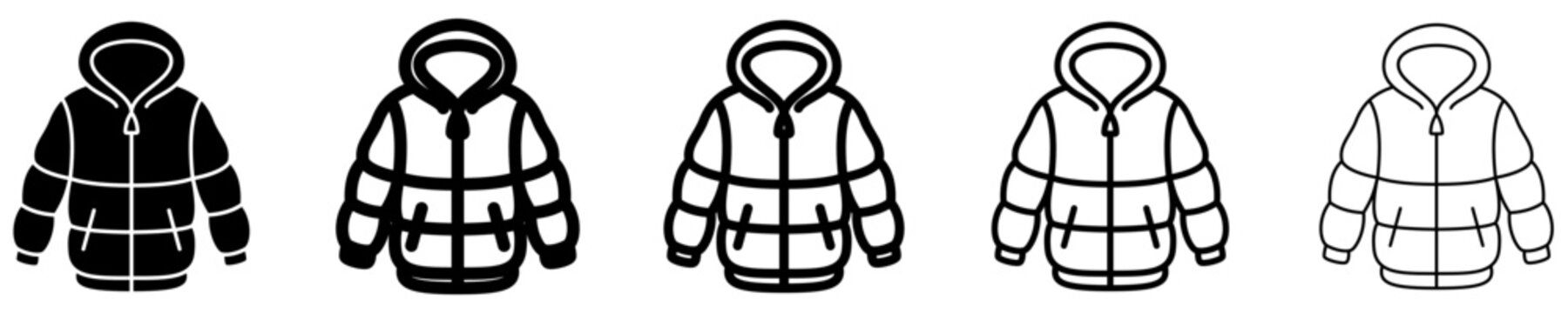 Hoodie line icon set for casual clothing app. Vector illustration.