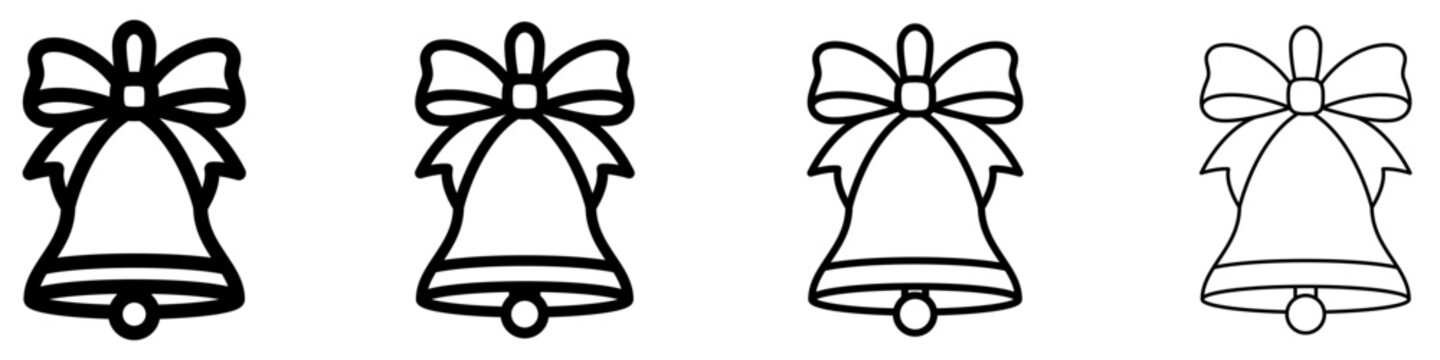 Christmas bell line icon for holiday celebration. Vector illustration.