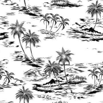 palm tree seamless pattern on white  background