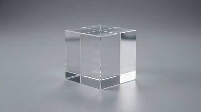 Clear glass cube object.