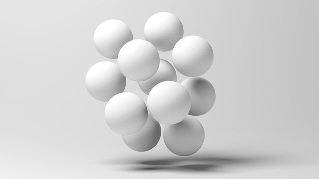 Group of white spheres. 3d illustration.