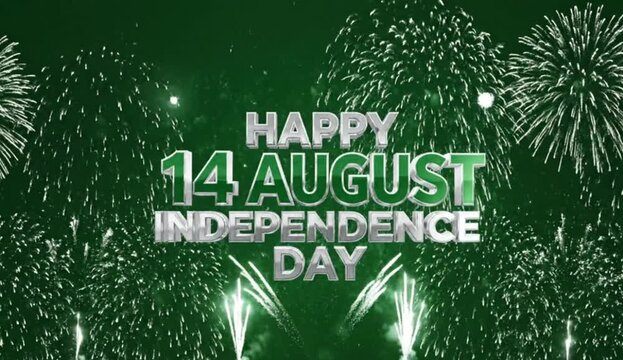 Happy 14 August Independence Day Green Screen Fireworks Animation