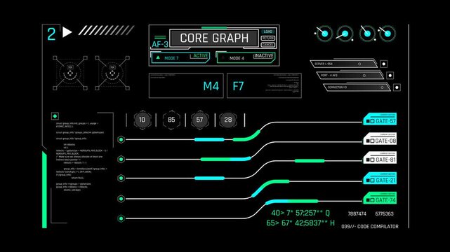 Futuristic Sci-Fi HUD Core Graph Dashboard