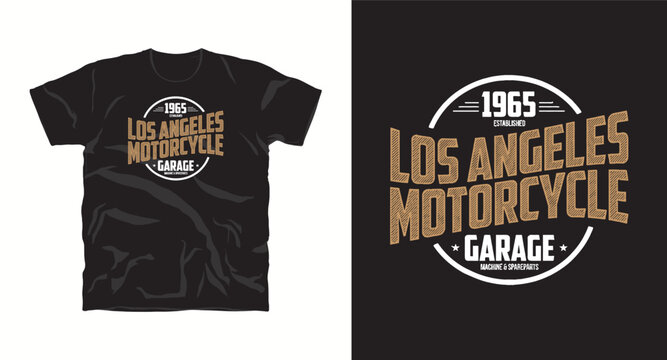 Los angeles motorcycle garage 1965 established t shirt design with bold typography.