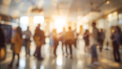 Fototapeta premium Generative AI captures a lively scene of people in a bright indoor space