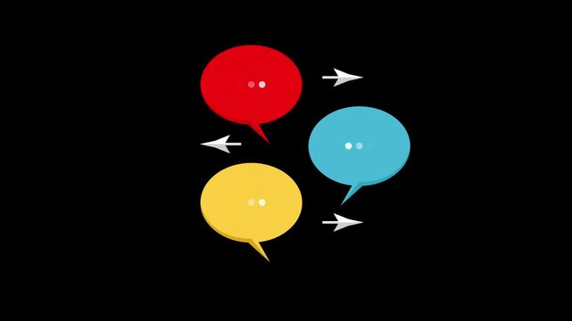 Colorful Speech Bubbles with Direction Arrows Conversation Flow Animation 