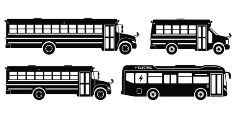 Back to school black and white school bus illustrations for education transportation © MDABDUL
