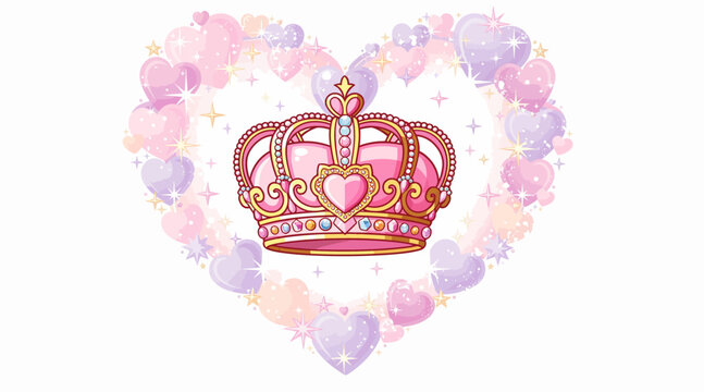 pink crown in heart shaped frame