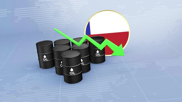 Chile Crude Oil Price Decline with Oil Barrels and Downward Green Arrow