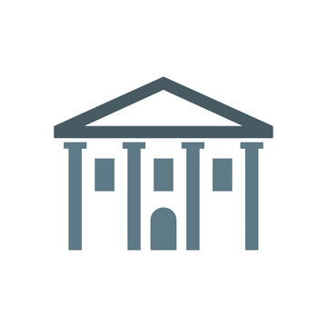 Stylized building icon with columns and pediment, representing government, law, or education