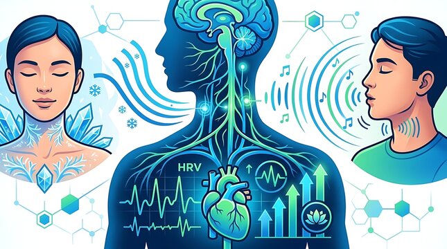 Vagus nerve stimulation and heart rate variability wellness concept