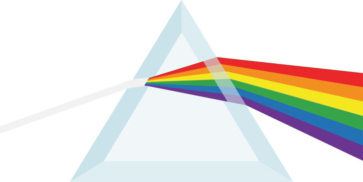 Prism Refracting Rainbow Light Vector Illustration On White Background