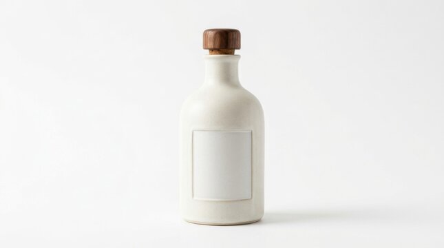Minimalist ceramic oil bottle with wooden stopper kitchen and dining decor