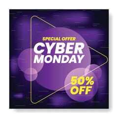 Naklejka premium Cyber Monday Massive Sale Instagram Post Banner Template With Social Media Ads Layout And Square Flyer Poster Design For Ecommerce Promotion And Retail Marketing vector template design