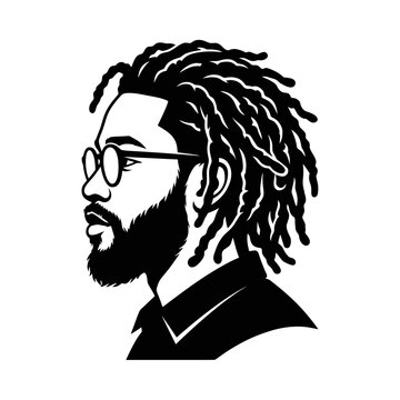 Black Man with Dreadlocks and Glasses, Profile View