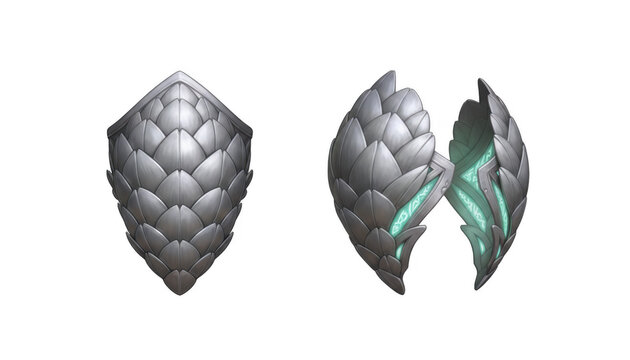 Fantasy Armor Scale Shoulder Pauldrons with Glowing Runes