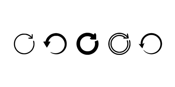 Circular Arrows Arranged in a Row with Different Styles and Directions Featuring Arrow, Design, Icon with Vector and Symbol
