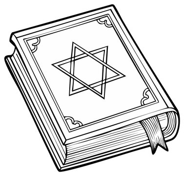 Illustrated book with Star of David symbol and ribbon bookmark