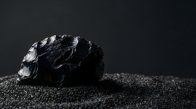 Dark basalt volcanic rock texture on black gravel with stone surface dark background volcanic