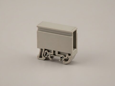 Gray Plastic Electrical Terminal Block Connector Isolated on White