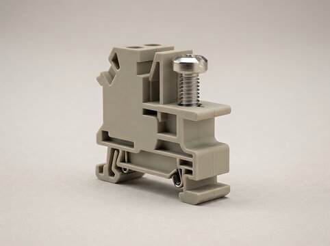 Gray plastic terminal block with metal screw for electrical