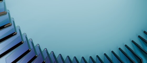 Futuristic abstract 3D dark blue metallic circular arena steps on bright cyan gradient background wallpaper © GraphicEffect