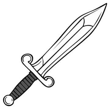 Ancient Roman gladius dagger hand drawn outline cartoon style weapon graphic design element