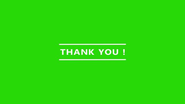 Bold white text saying THANKYOU underlined by two thin horizontal white lines centered on a vibrant bright green background conveying gratitude and appreciation in a simple Keywords: thank