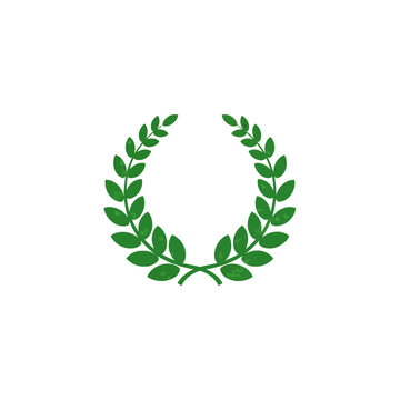 green pixelated laurel wreath symbol, victory award emblem, simple achievement icon