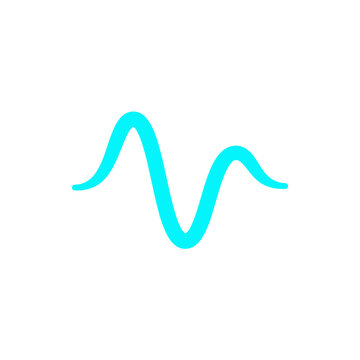 Isolated cyan sound wave on white background, audio signal graph, scientific data visualization