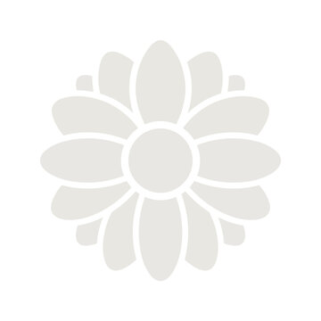 Isolated floral motif, simple daisy silhouette, decorative outline element, elegant petal shape