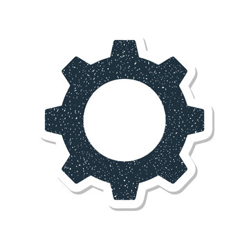 Isolated gear cog with gritty texture, representing industry, mechanics, and settings