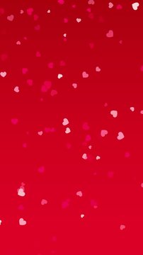 valentines day red and white hearts confetti rain on red background animation,christmas and black friday big sale shopping vertical social media motion design element