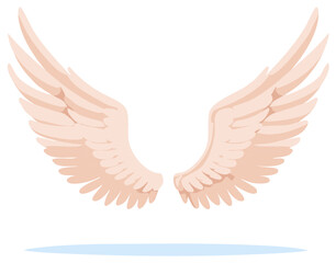 Fototapeta premium Pair of Angel Wings Illustration Design, Feathers, Mythology, Divine Symbol, Cartoon